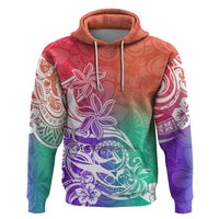 Polynesian Sunset Plumeria Hoodie Pacific Island Tribal Blossom Style - Wonder Print Shop