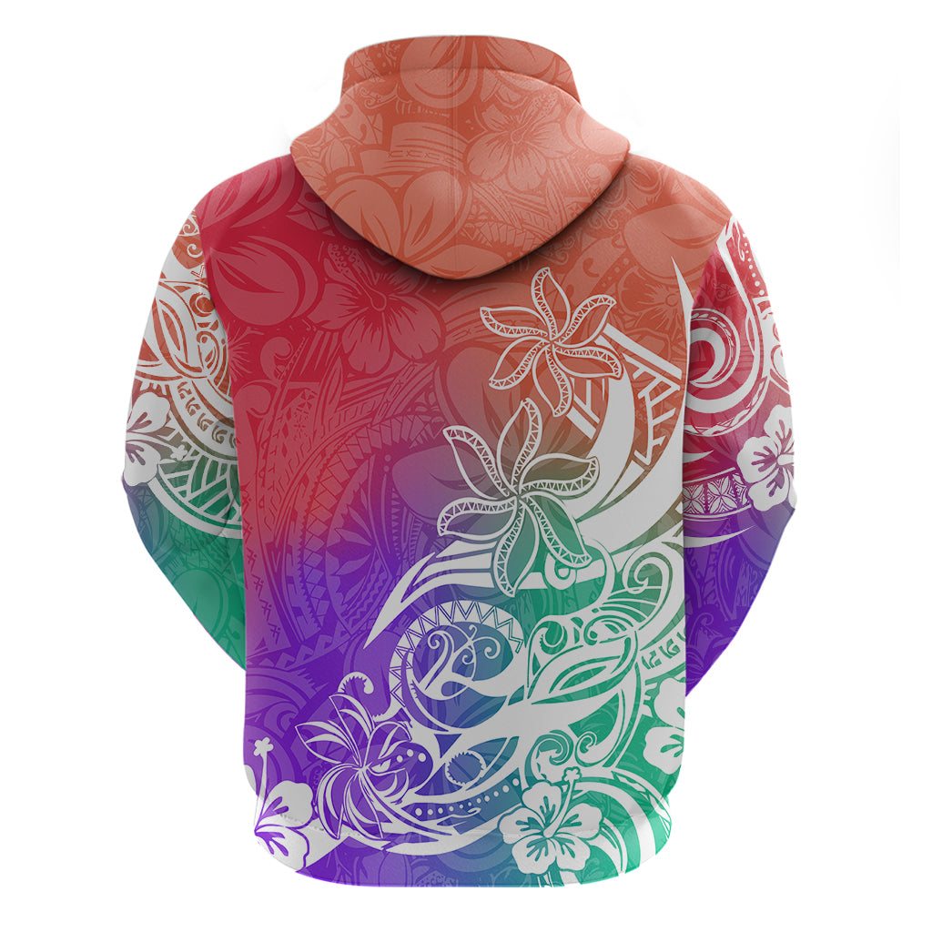 Polynesian Sunset Plumeria Hoodie Pacific Island Tribal Blossom Style - Wonder Print Shop