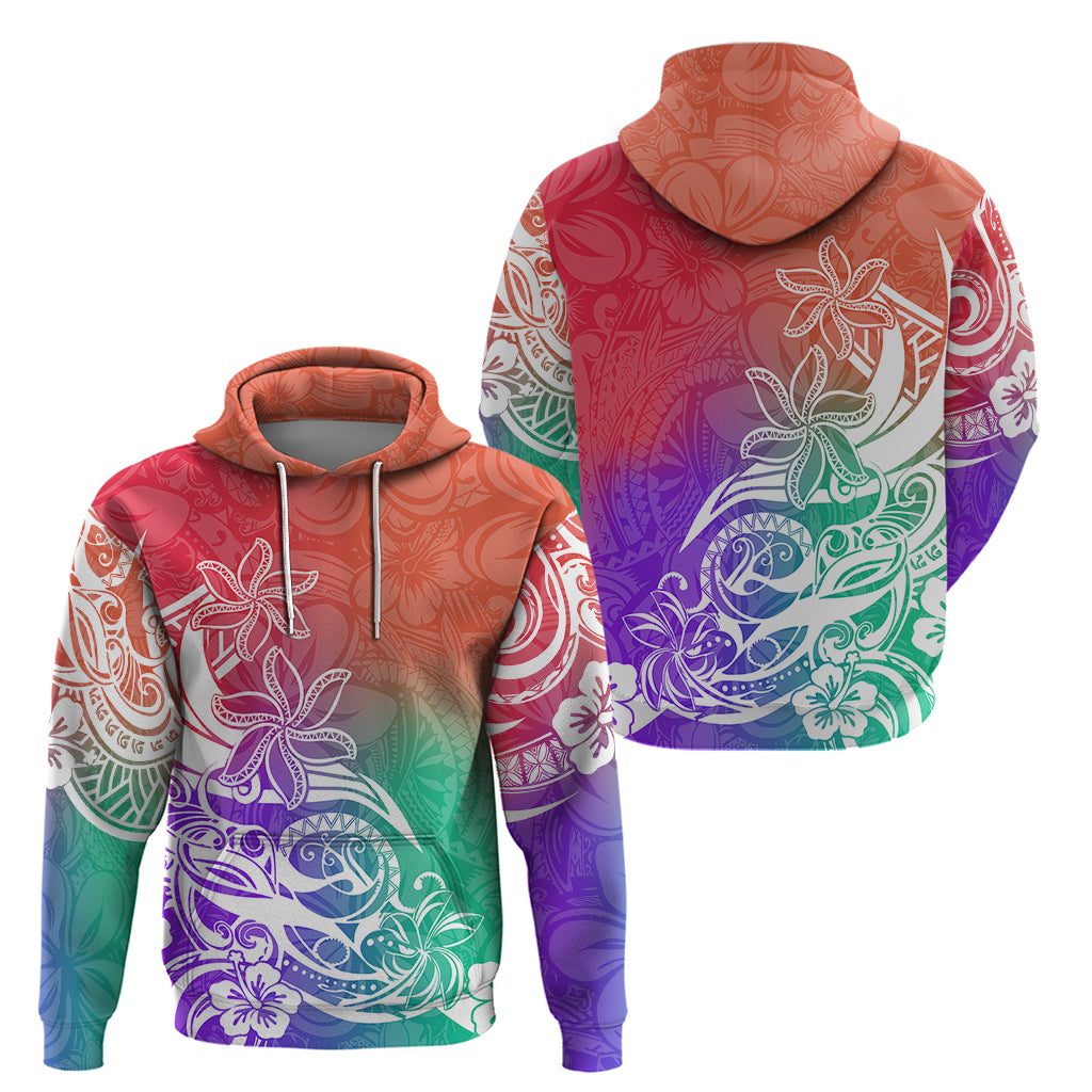 Polynesian Sunset Plumeria Hoodie Pacific Island Tribal Blossom Style - Wonder Print Shop