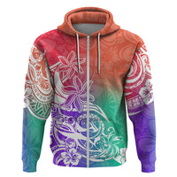 Polynesian Sunset Plumeria Hoodie Pacific Island Tribal Blossom Style - Wonder Print Shop