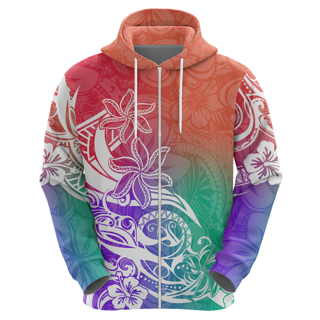 Polynesian Sunset Plumeria Hoodie Pacific Island Tribal Blossom Style - Wonder Print Shop