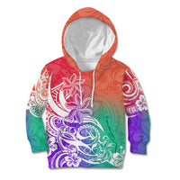 Polynesian Sunset Plumeria Kid Hoodie Pacific Island Tribal Blossom Style - Wonder Print Shop