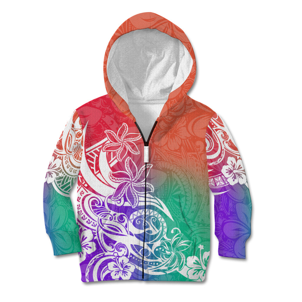 Polynesian Sunset Plumeria Kid Hoodie Pacific Island Tribal Blossom Style - Wonder Print Shop