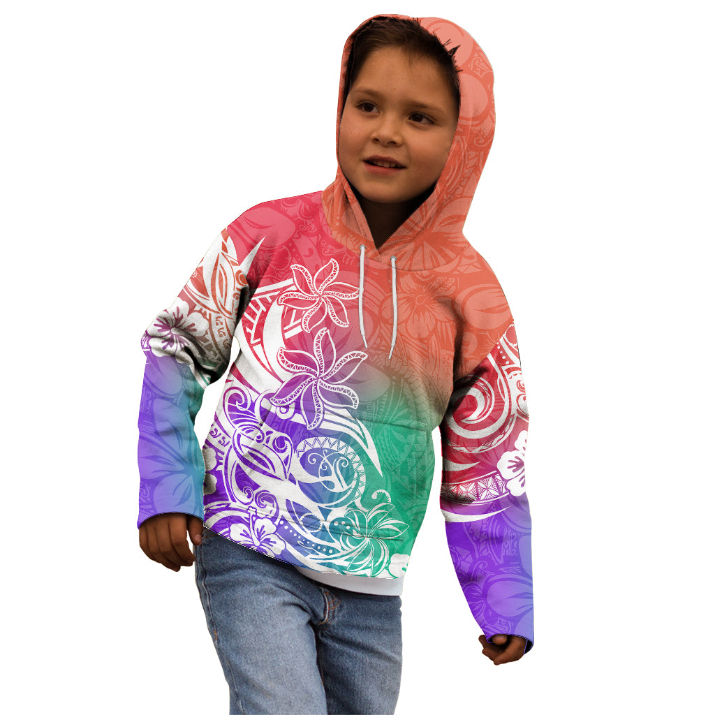 Polynesian Sunset Plumeria Kid Hoodie Pacific Island Tribal Blossom Style - Wonder Print Shop