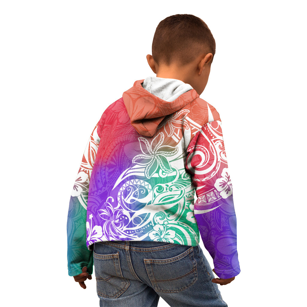 Polynesian Sunset Plumeria Kid Hoodie Pacific Island Tribal Blossom Style - Wonder Print Shop