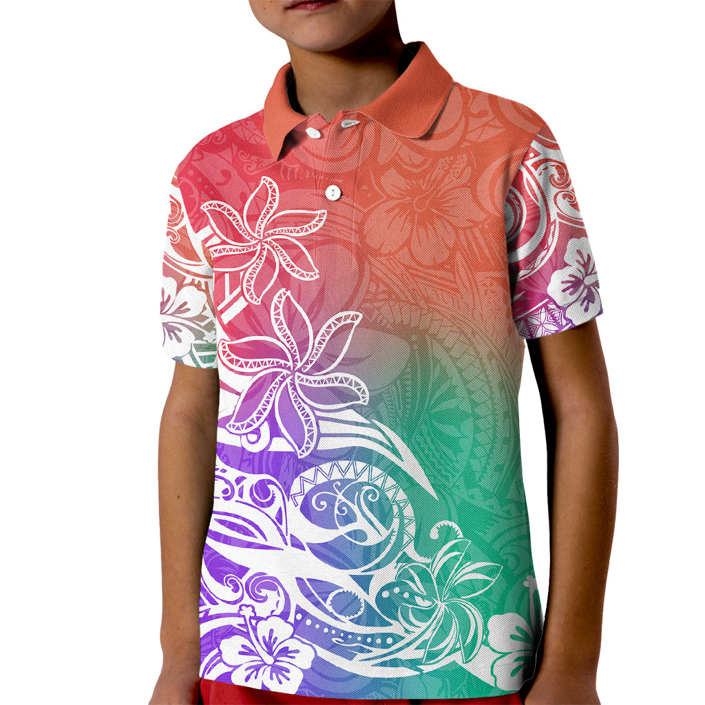 Polynesian Sunset Plumeria Kid Polo Shirt Pacific Island Tribal Blossom Style - Wonder Print Shop