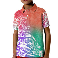 Polynesian Sunset Plumeria Kid Polo Shirt Pacific Island Tribal Blossom Style - Wonder Print Shop