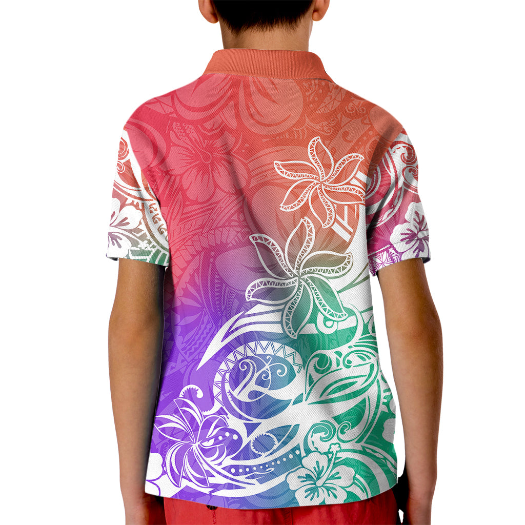 Polynesian Sunset Plumeria Kid Polo Shirt Pacific Island Tribal Blossom Style - Wonder Print Shop