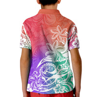 Polynesian Sunset Plumeria Kid Polo Shirt Pacific Island Tribal Blossom Style - Wonder Print Shop
