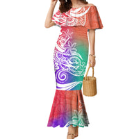 Polynesian Sunset Plumeria Mermaid Dress Pacific Island Tribal Blossom Style - Wonder Print Shop