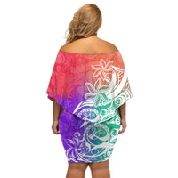 Polynesian Sunset Plumeria Off Shoulder Short Dress Pacific Island Tribal Blossom Style - Wonder Print Shop