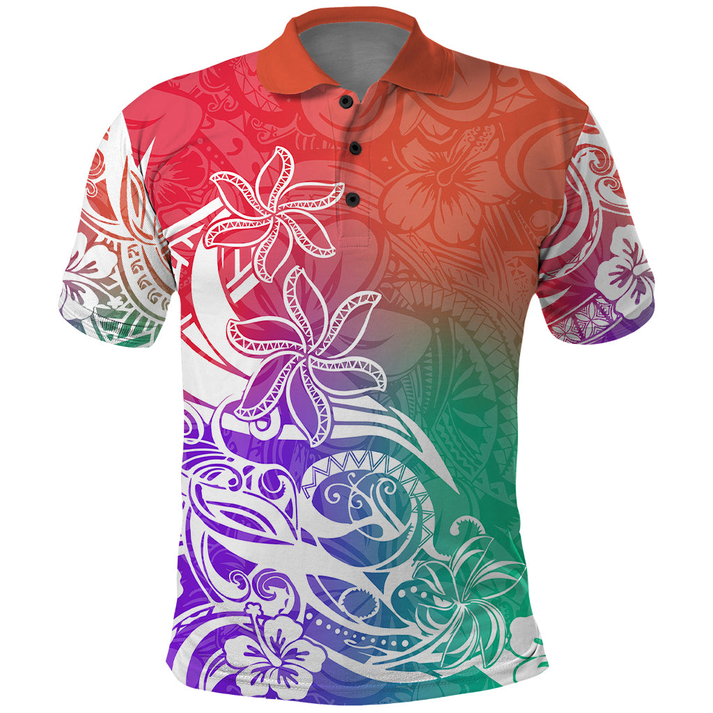 Polynesian Sunset Plumeria Polo Shirt Pacific Island Tribal Blossom Style - Wonder Print Shop
