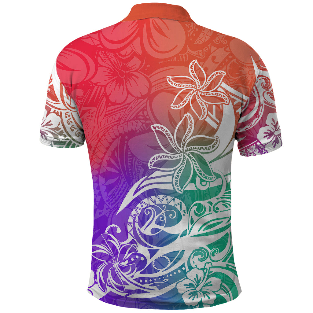 Polynesian Sunset Plumeria Polo Shirt Pacific Island Tribal Blossom Style - Wonder Print Shop