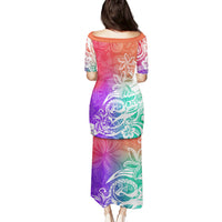 Polynesian Sunset Plumeria Puletasi Pacific Island Tribal Blossom Style - Wonder Print Shop