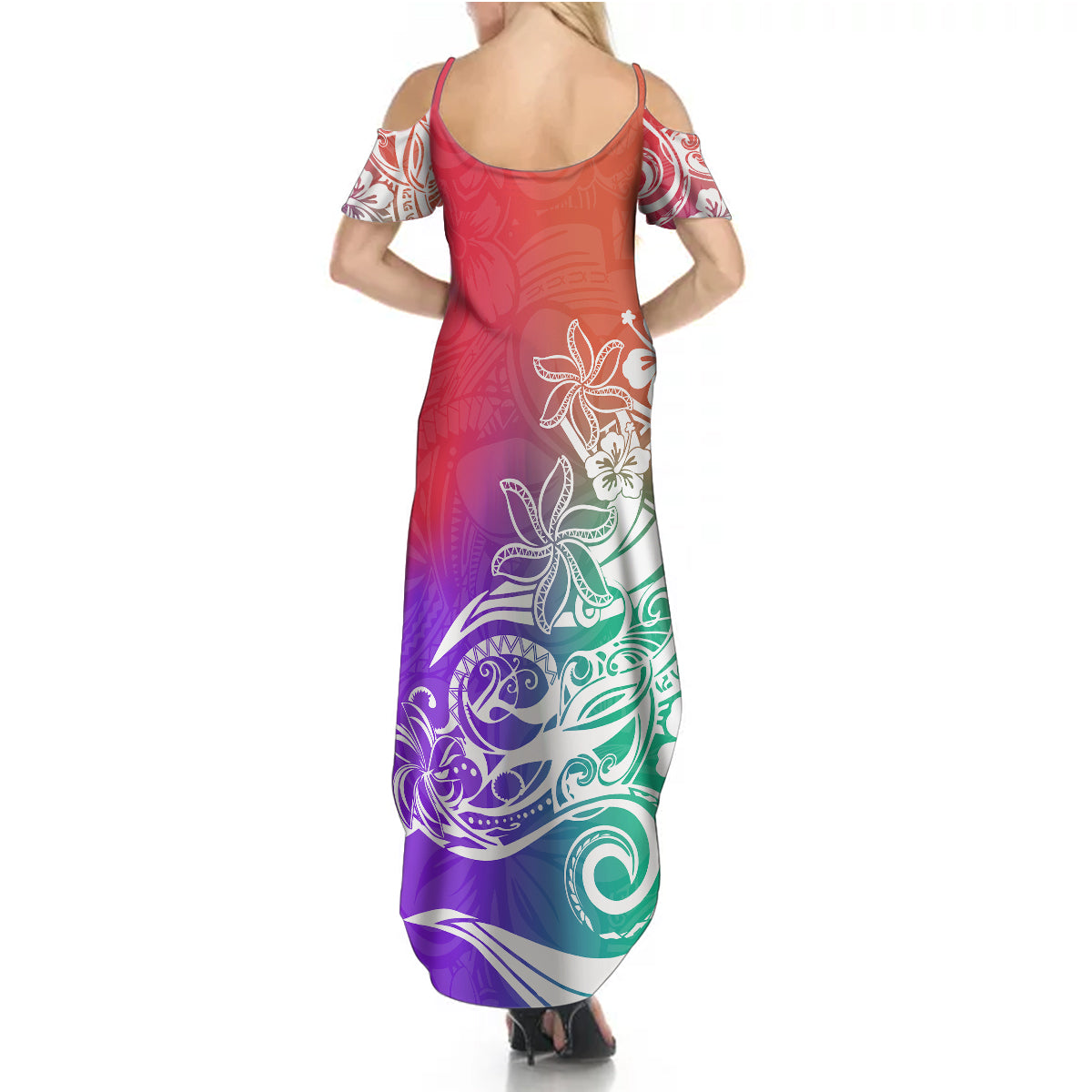 Polynesian Sunset Plumeria Summer Maxi Dress Pacific Island Tribal Blossom Style - Wonder Print Shop