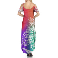 Polynesian Sunset Plumeria Summer Maxi Dress Pacific Island Tribal Blossom Style - Wonder Print Shop