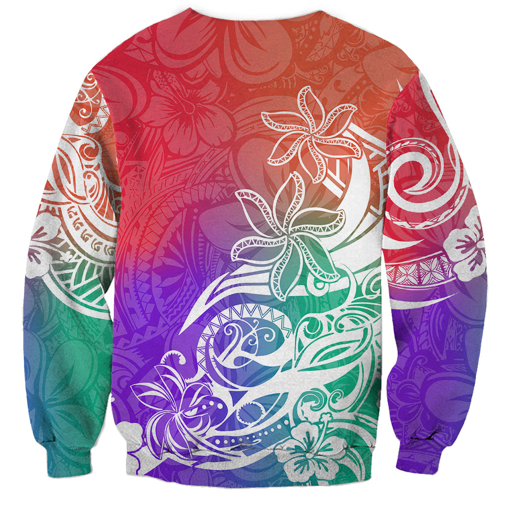 Polynesian Sunset Plumeria Sweatshirt Pacific Island Tribal Blossom Style - Wonder Print Shop