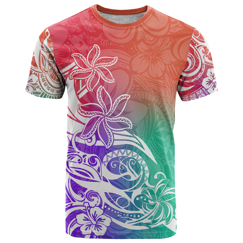 Polynesian Sunset Plumeria T Shirt Pacific Island Tribal Blossom Style - Wonder Print Shop