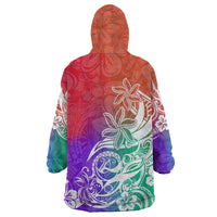 Polynesian Sunset Plumeria Wearable Blanket Hoodie Pacific Island Tribal Blossom Style - Wonder Print Shop