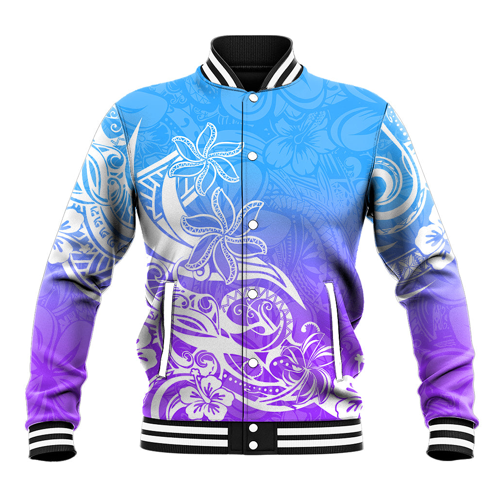 Polynesian Sunset Plumeria Baseball Jacket Pacific Island Tribal Blue Style LT9 - Wonder Print Shop