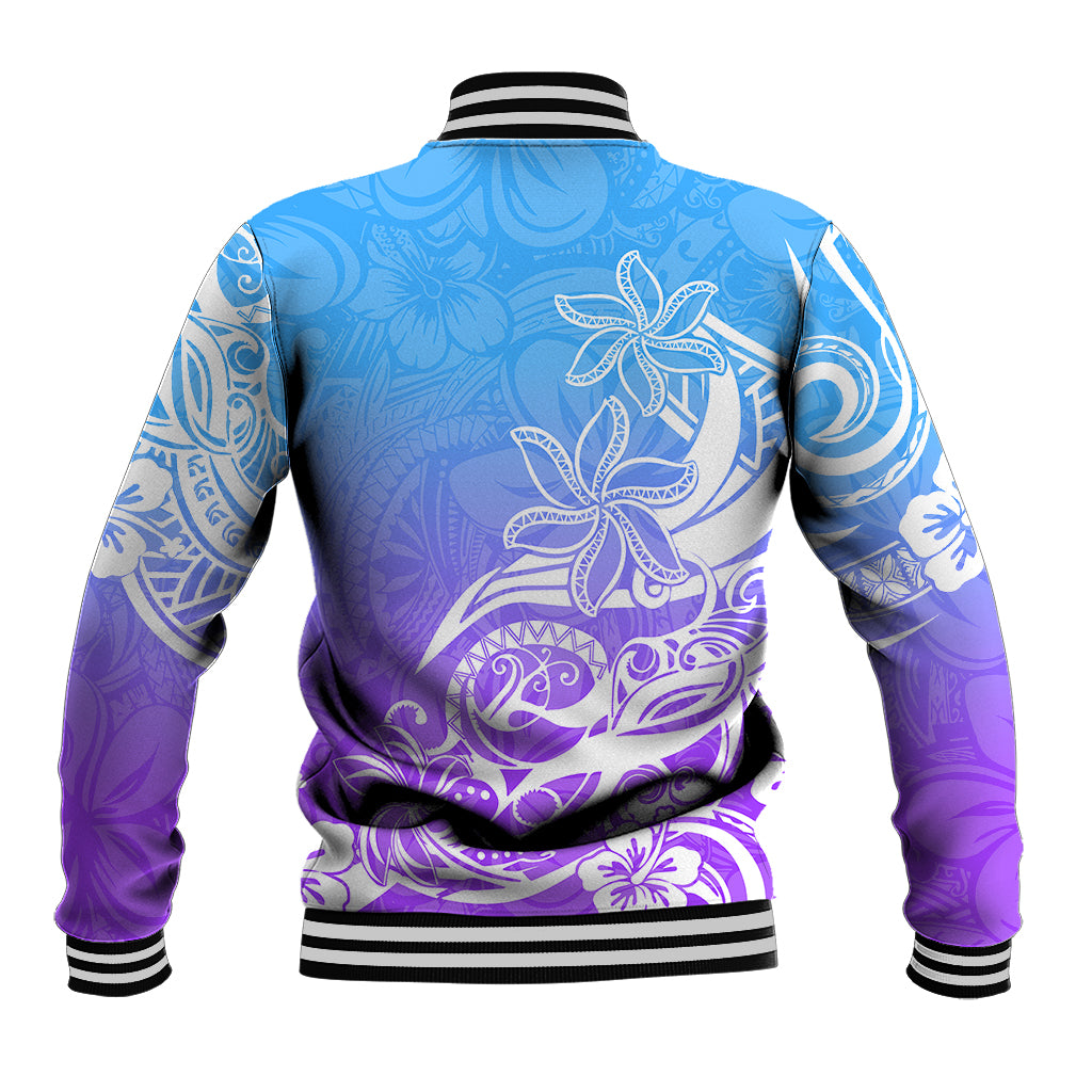 Polynesian Sunset Plumeria Baseball Jacket Pacific Island Tribal Blue Style LT9 - Wonder Print Shop