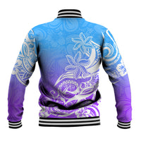 Polynesian Sunset Plumeria Baseball Jacket Pacific Island Tribal Blue Style LT9 - Wonder Print Shop