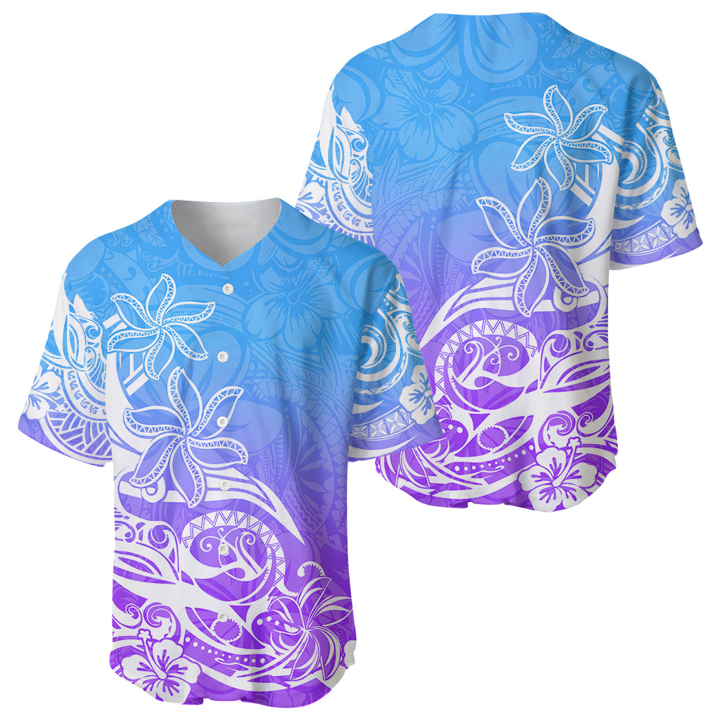 Polynesian Sunset Plumeria Baseball Jersey Pacific Island Tribal Blue Style LT9 - Wonder Print Shop