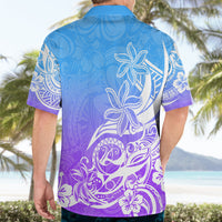 Polynesian Sunset Plumeria Hawaiian Shirt Pacific Island Tribal Blue Style - Wonder Print Shop