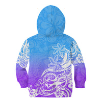 Polynesian Sunset Plumeria Kid Hoodie Pacific Island Tribal Blue Style - Wonder Print Shop