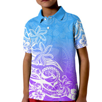Polynesian Sunset Plumeria Kid Polo Shirt Pacific Island Tribal Blue Style - Wonder Print Shop