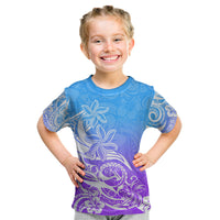 Polynesian Sunset Plumeria Kid T Shirt Pacific Island Tribal Blue Style - Wonder Print Shop