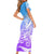 Polynesian Sunset Plumeria Short Sleeve Bodycon Dress Pacific Island Tribal Blue Style - Wonder Print Shop