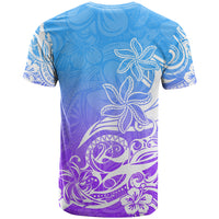 Polynesian Sunset Plumeria T Shirt Pacific Island Tribal Blue Style - Wonder Print Shop