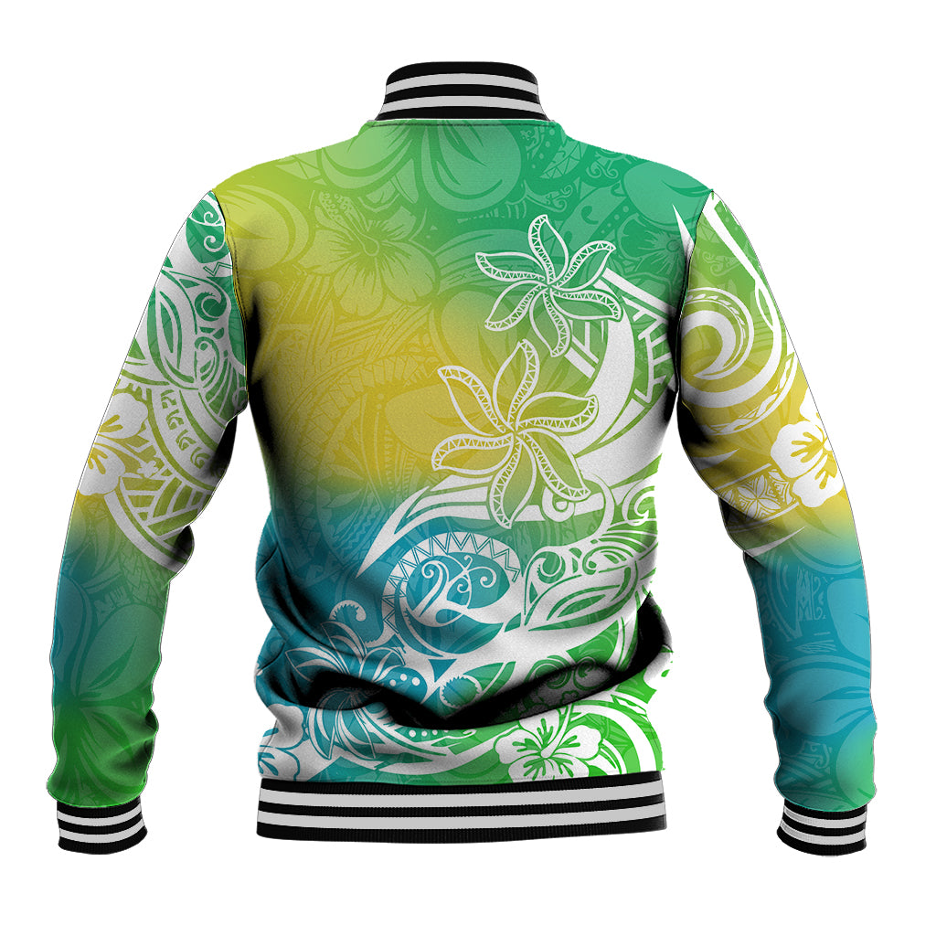 Polynesian Sunset Plumeria Baseball Jacket Pacific Island Tribal Green Style LT9 - Wonder Print Shop