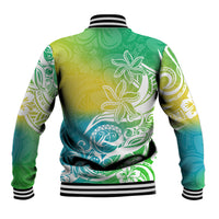 Polynesian Sunset Plumeria Baseball Jacket Pacific Island Tribal Green Style LT9 - Wonder Print Shop