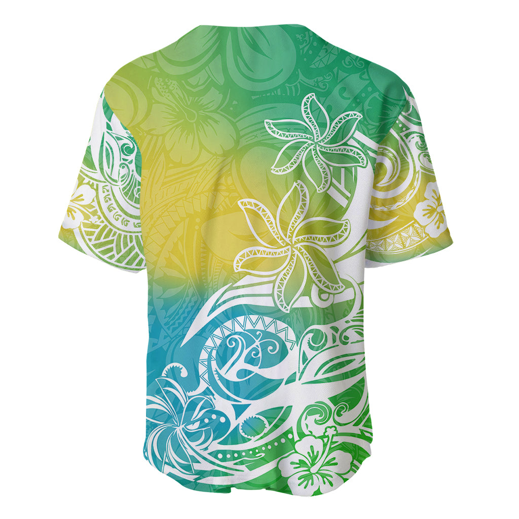Polynesian Sunset Plumeria Baseball Jersey Pacific Island Tribal Green Style LT9 - Wonder Print Shop