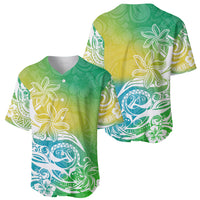 Polynesian Sunset Plumeria Baseball Jersey Pacific Island Tribal Green Style LT9 - Wonder Print Shop