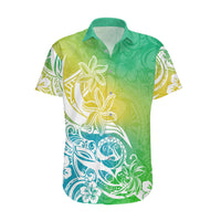 Polynesian Sunset Plumeria Hawaiian Shirt Pacific Island Tribal Green Style - Wonder Print Shop