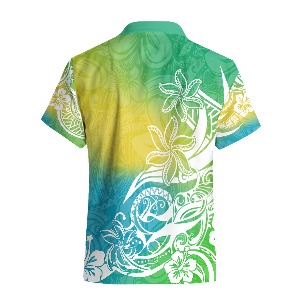 Polynesian Sunset Plumeria Hawaiian Shirt Pacific Island Tribal Green Style - Wonder Print Shop