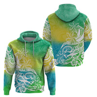 Polynesian Sunset Plumeria Hoodie Pacific Island Tribal Green Style - Wonder Print Shop