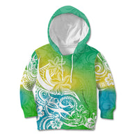 Polynesian Sunset Plumeria Kid Hoodie Pacific Island Tribal Green Style - Wonder Print Shop