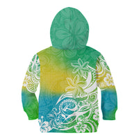 Polynesian Sunset Plumeria Kid Hoodie Pacific Island Tribal Green Style - Wonder Print Shop