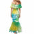 Polynesian Sunset Plumeria Mermaid Dress Pacific Island Tribal Green Style - Wonder Print Shop
