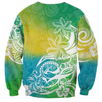 Polynesian Sunset Plumeria Sweatshirt Pacific Island Tribal Green Style - Wonder Print Shop