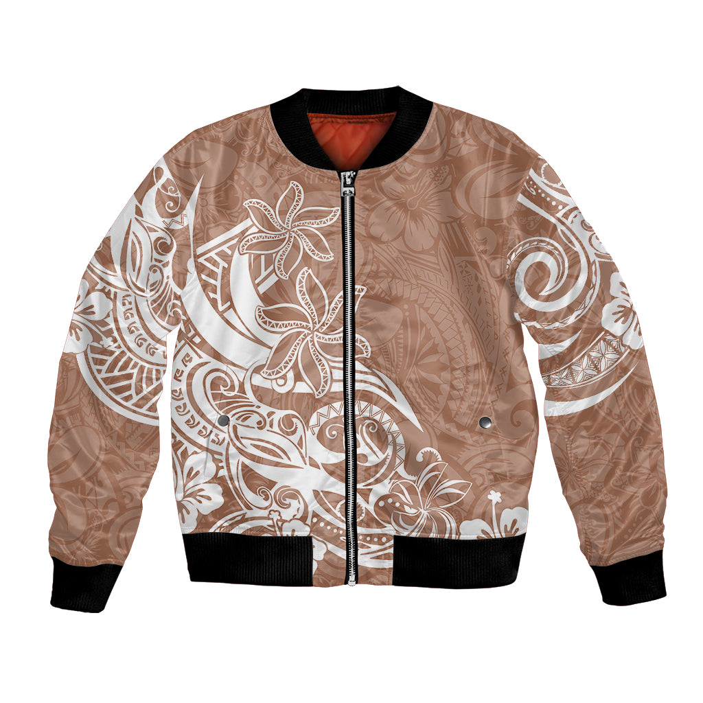 Polynesian Sunset Plumeria Bomber Jacket Pacific Island Tribal Nude Style LT9 - Wonder Print Shop