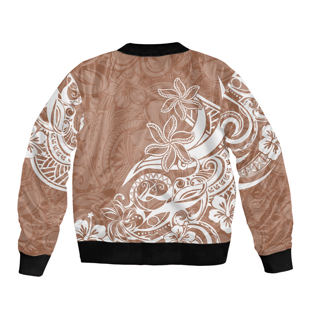 Polynesian Sunset Plumeria Bomber Jacket Pacific Island Tribal Nude Style LT9 - Wonder Print Shop
