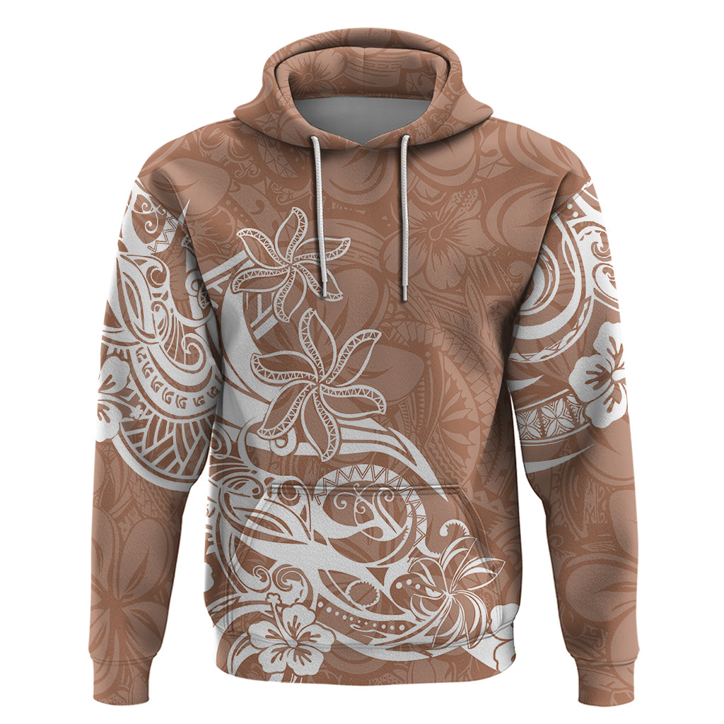Polynesian Sunset Plumeria Hoodie Pacific Island Tribal Nude Style - Wonder Print Shop