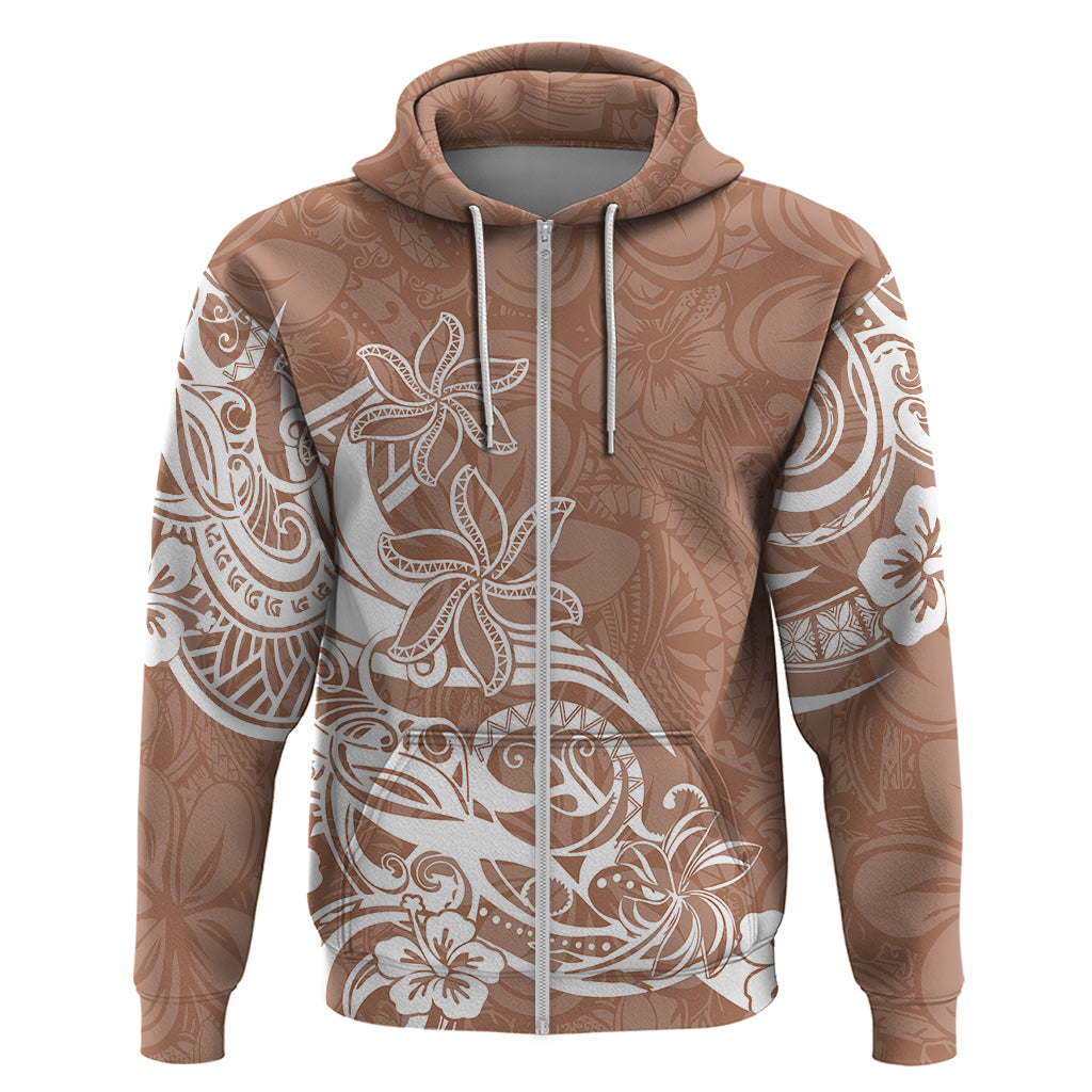 Polynesian Sunset Plumeria Hoodie Pacific Island Tribal Nude Style - Wonder Print Shop