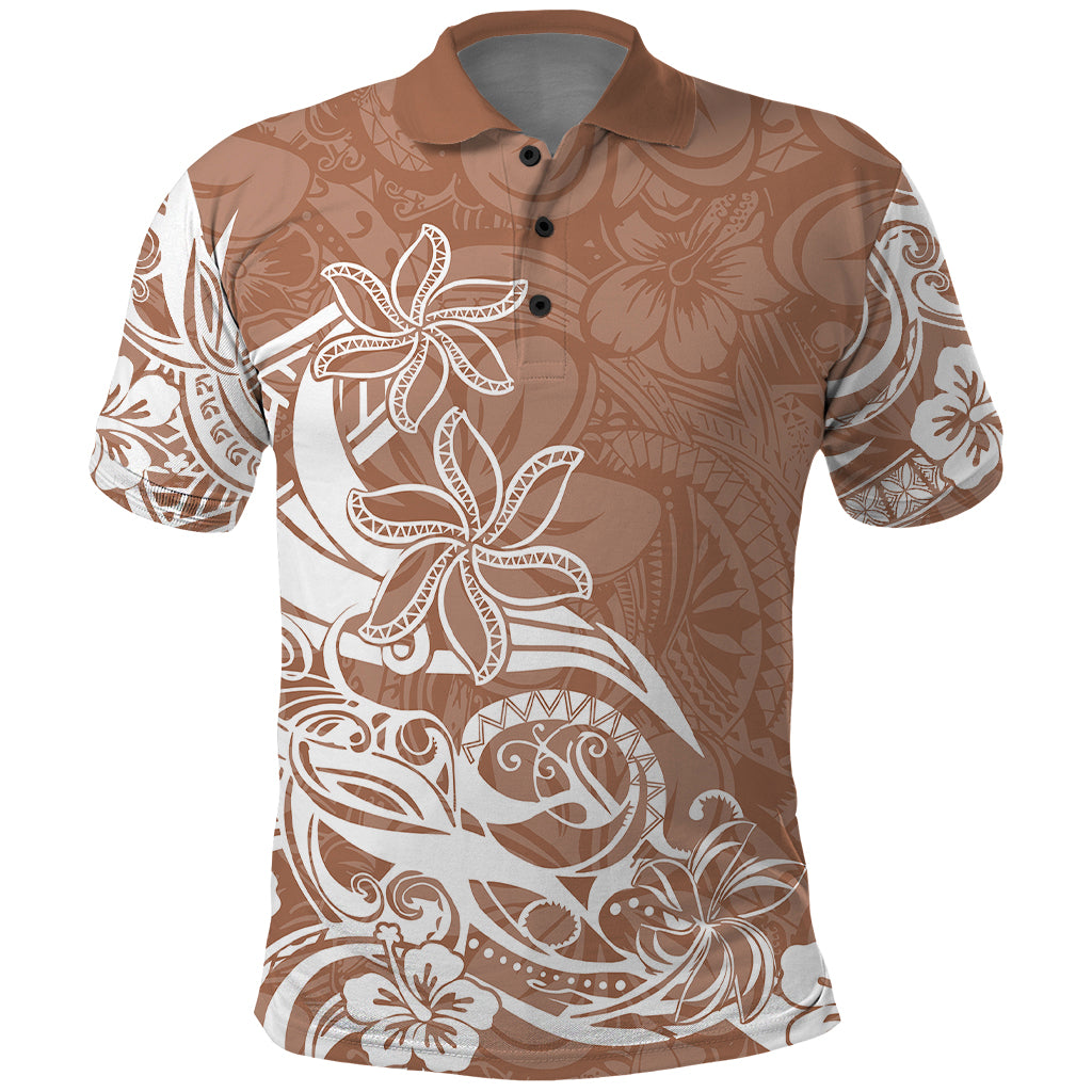Polynesian Sunset Plumeria Polo Shirt Pacific Island Tribal Nude Style - Wonder Print Shop