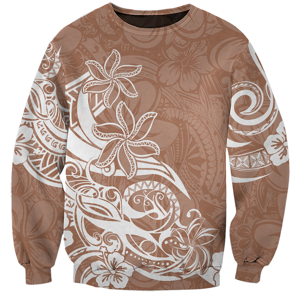 Polynesian Sunset Plumeria Sweatshirt Pacific Island Tribal Nude Style - Wonder Print Shop
